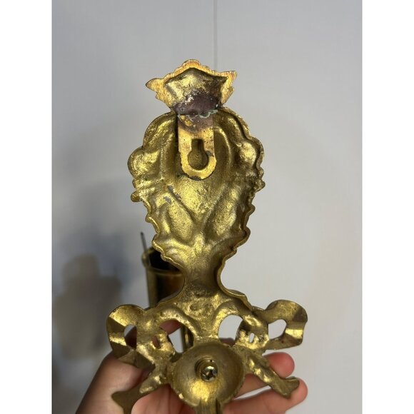 VTG Brass Wall Candle Sconce 9"x6" Decorative Candlestick Holder for Home Decor - Picture 6 of 9